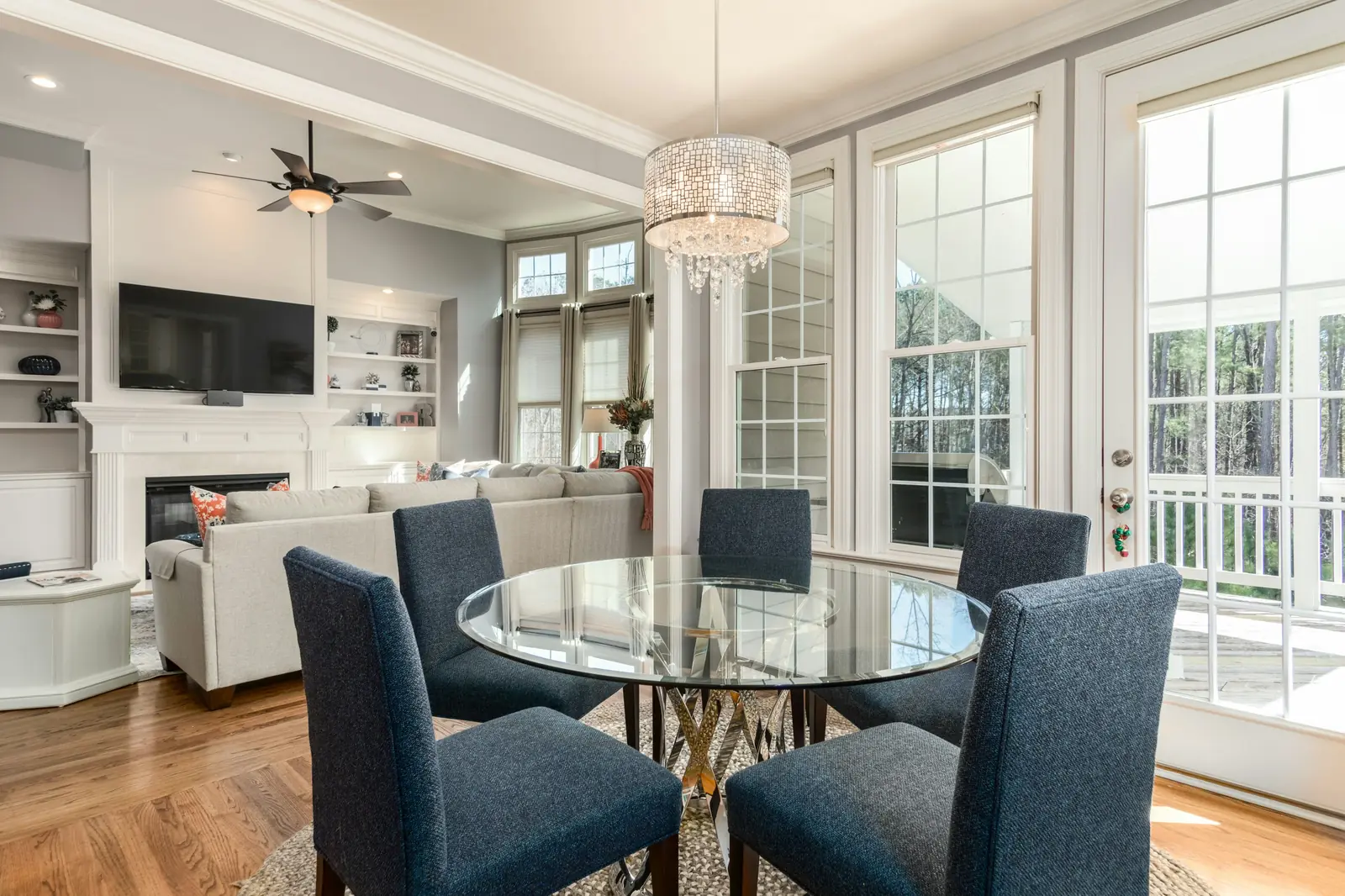 Bright, freshly turned rental living room with open windows, ready for a new tenant